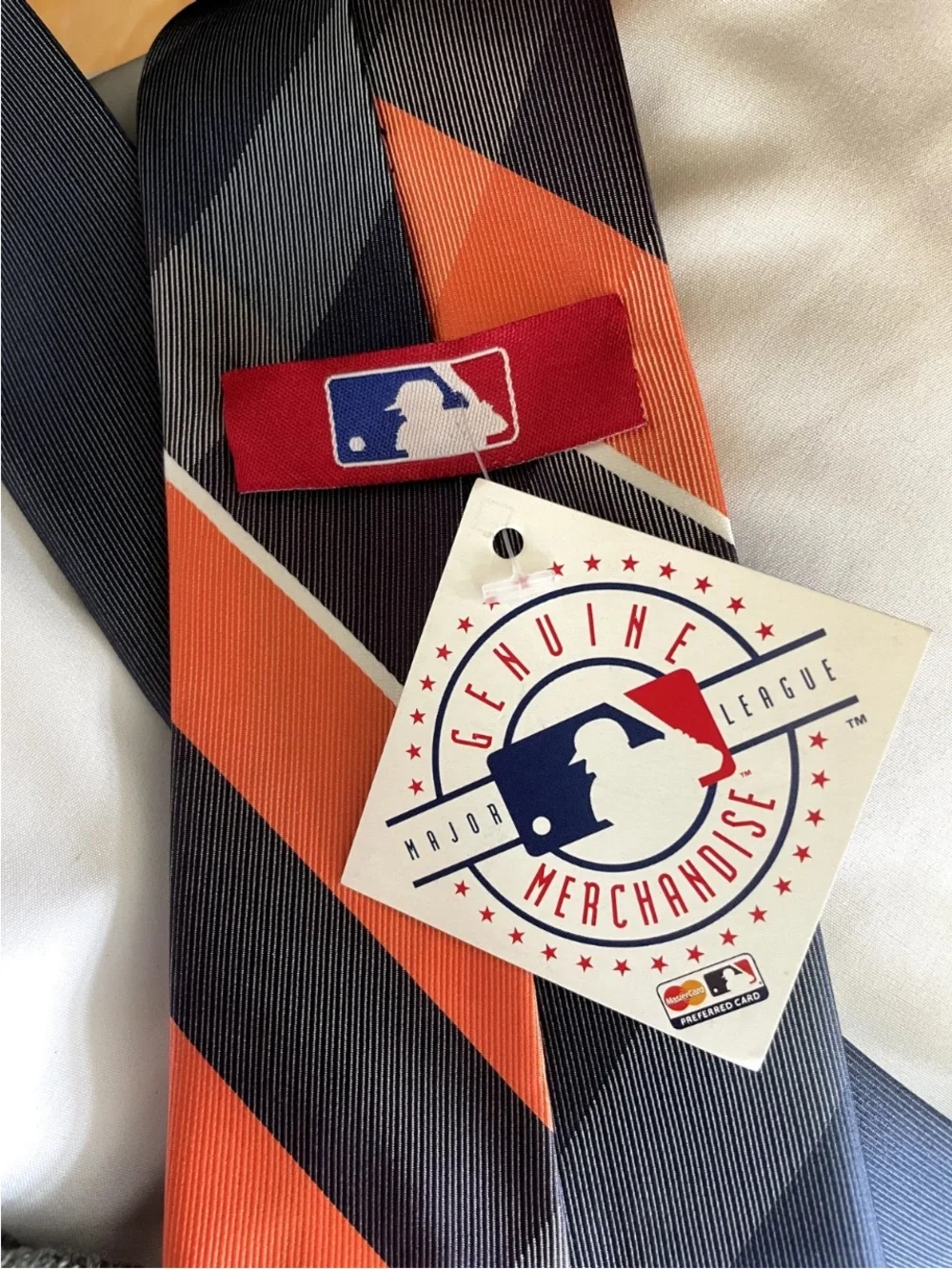 Detroit Tigers Navy & Orange Striped Tie necktie NWT